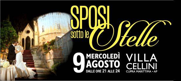 Il 9 agosto, dalle ore 21 alle ore 24, SPOSI sotto le STELLE a Villa Cellini, ingresso libero.